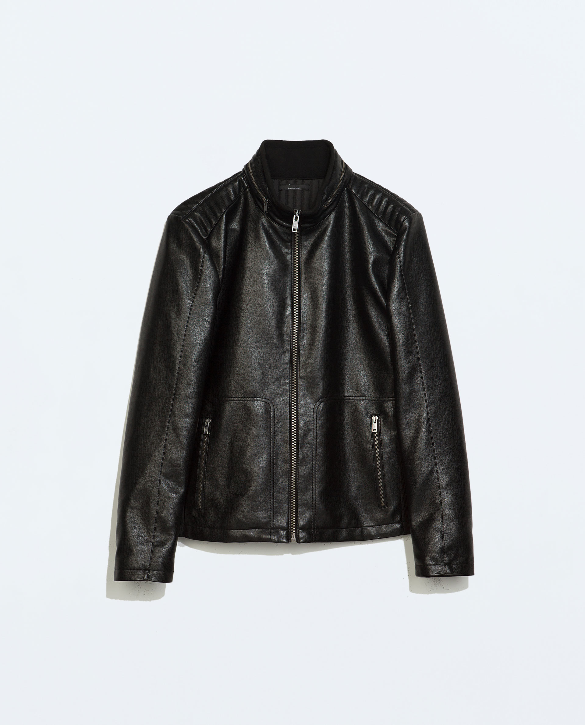 Zara Faux Leather Jacket With A Quilted Back In Black For Men Lyst Gallery