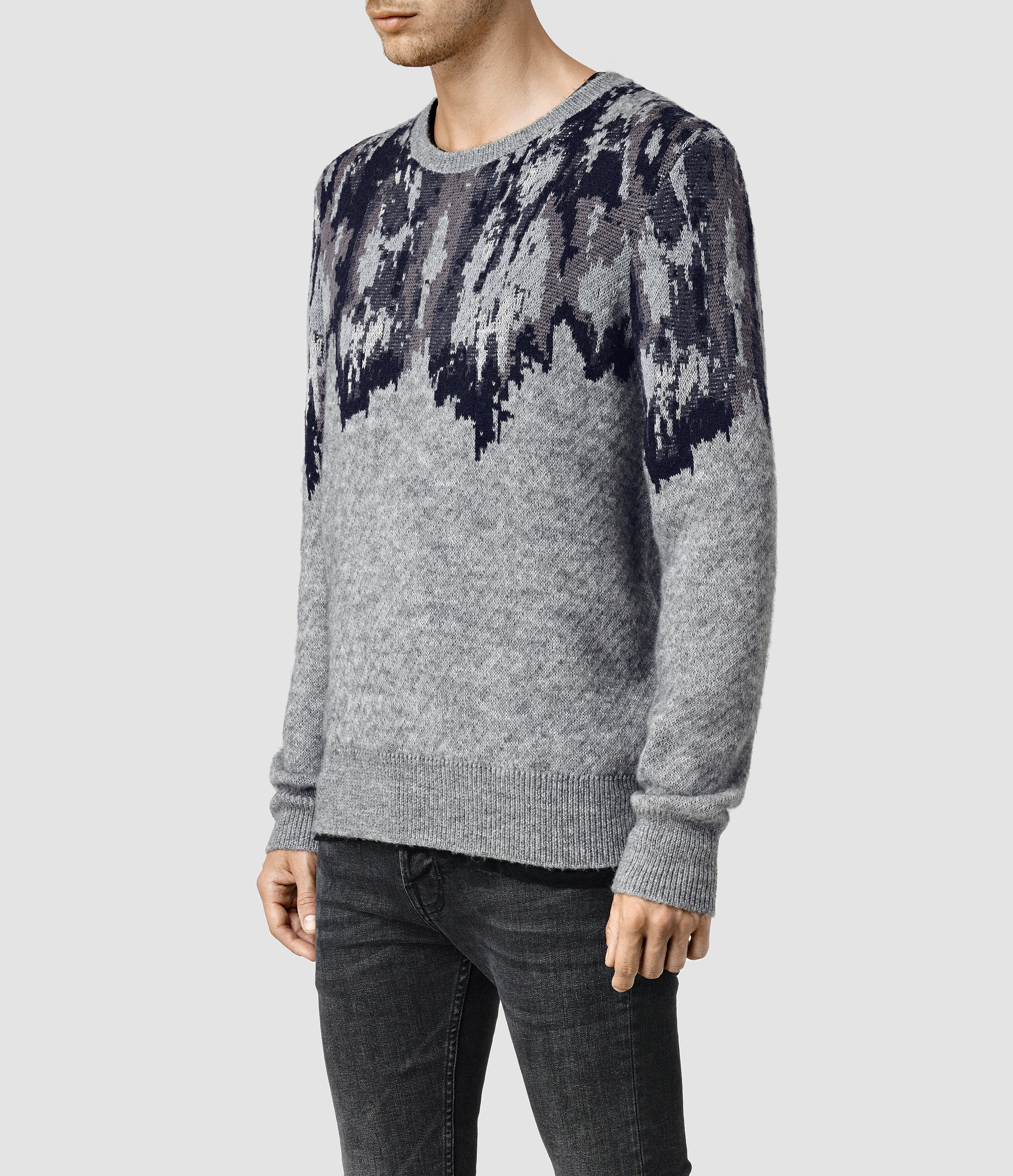 Lyst Allsaints Nevada  Crew Sweater  in Gray for Men