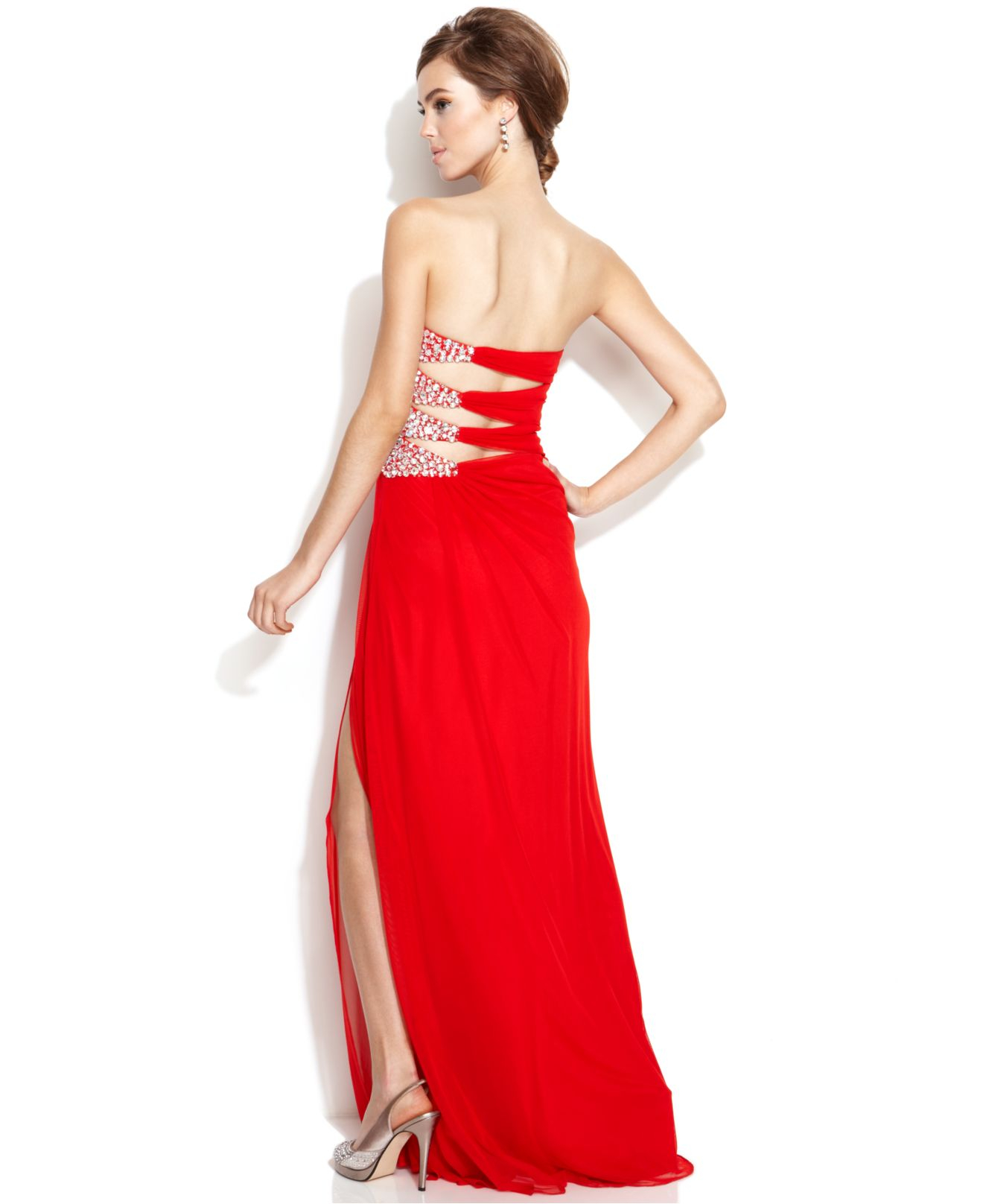 Xscape Red Strapless Dress