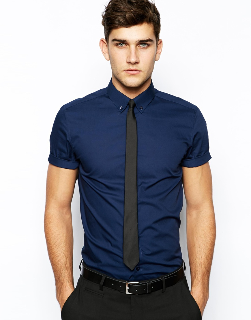 Asos Smart Shirt in Short Sleeve with Button Down Collar in Cotton in ...