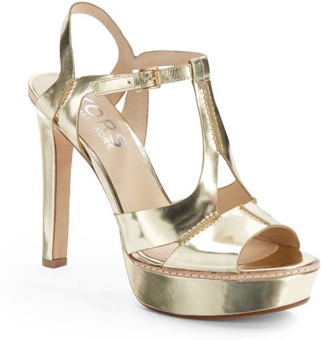 Kors By Michael Kors Brookton Metallic Leather Tstrap Platform Sandals ...