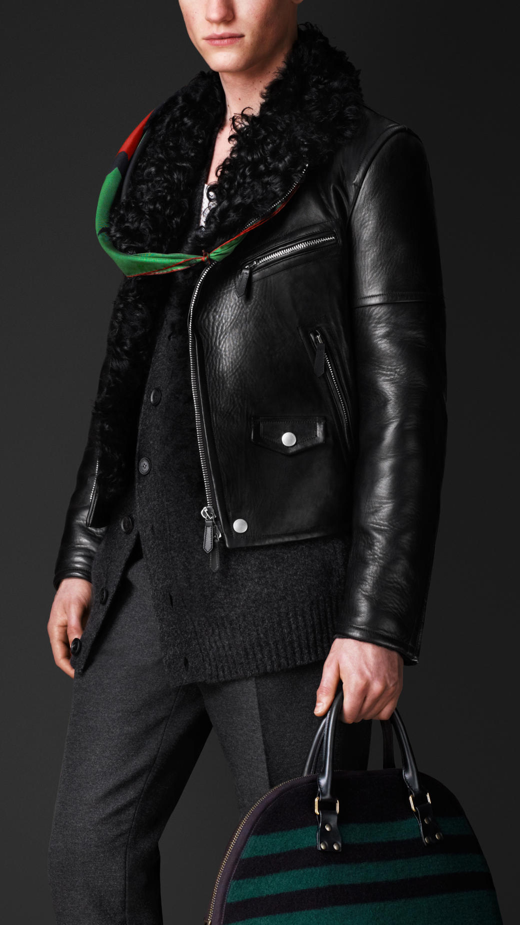 Lyst Burberry Shearling Lined Leather Jacket In Black For Men Gallery