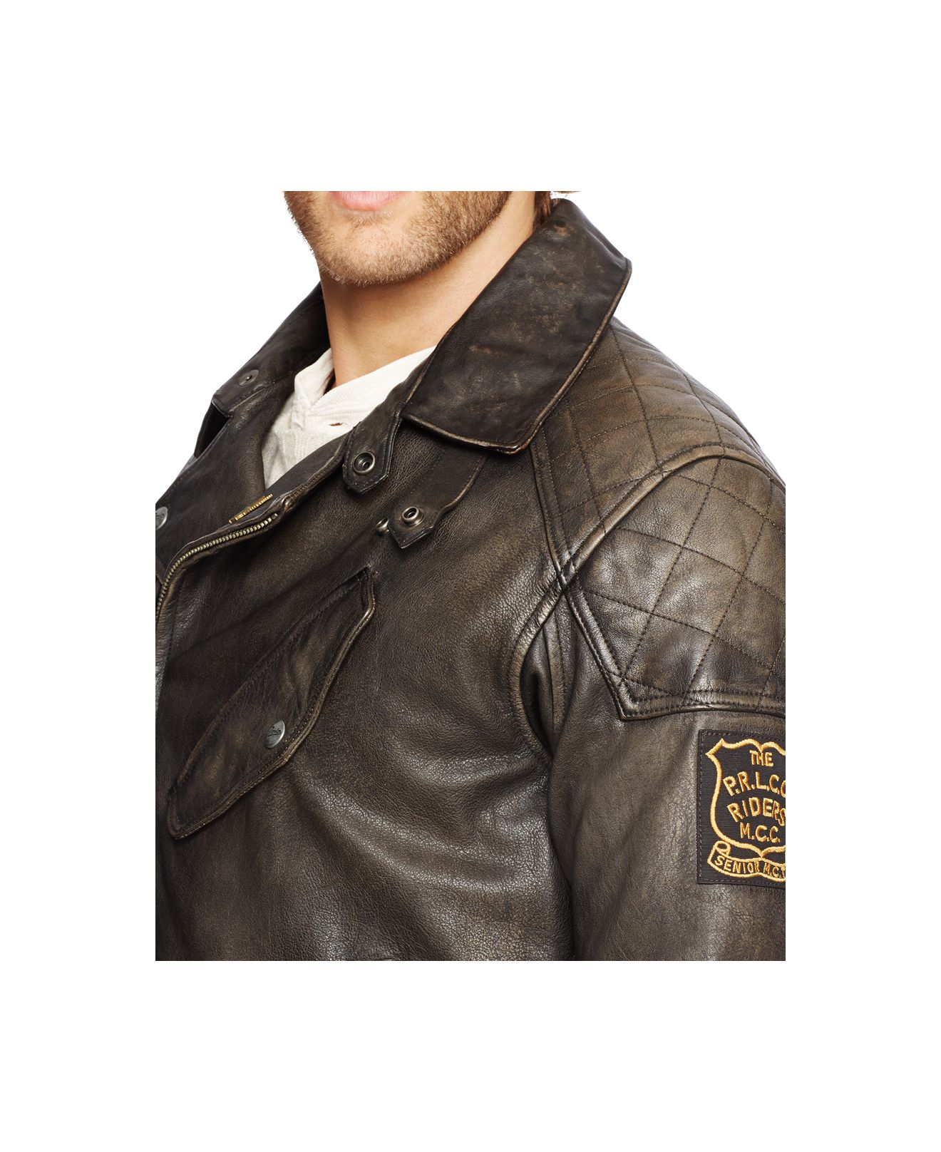 Polo Ralph Lauren Leather Biker Jacket In Brown For Men Lyst
