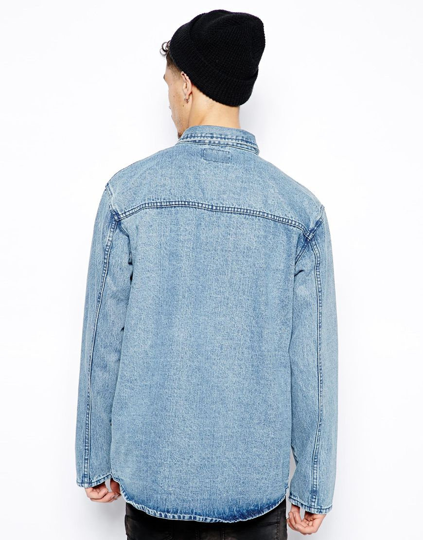 Cheap Monday Longline Denim Jacket in Blue for Men - Lyst