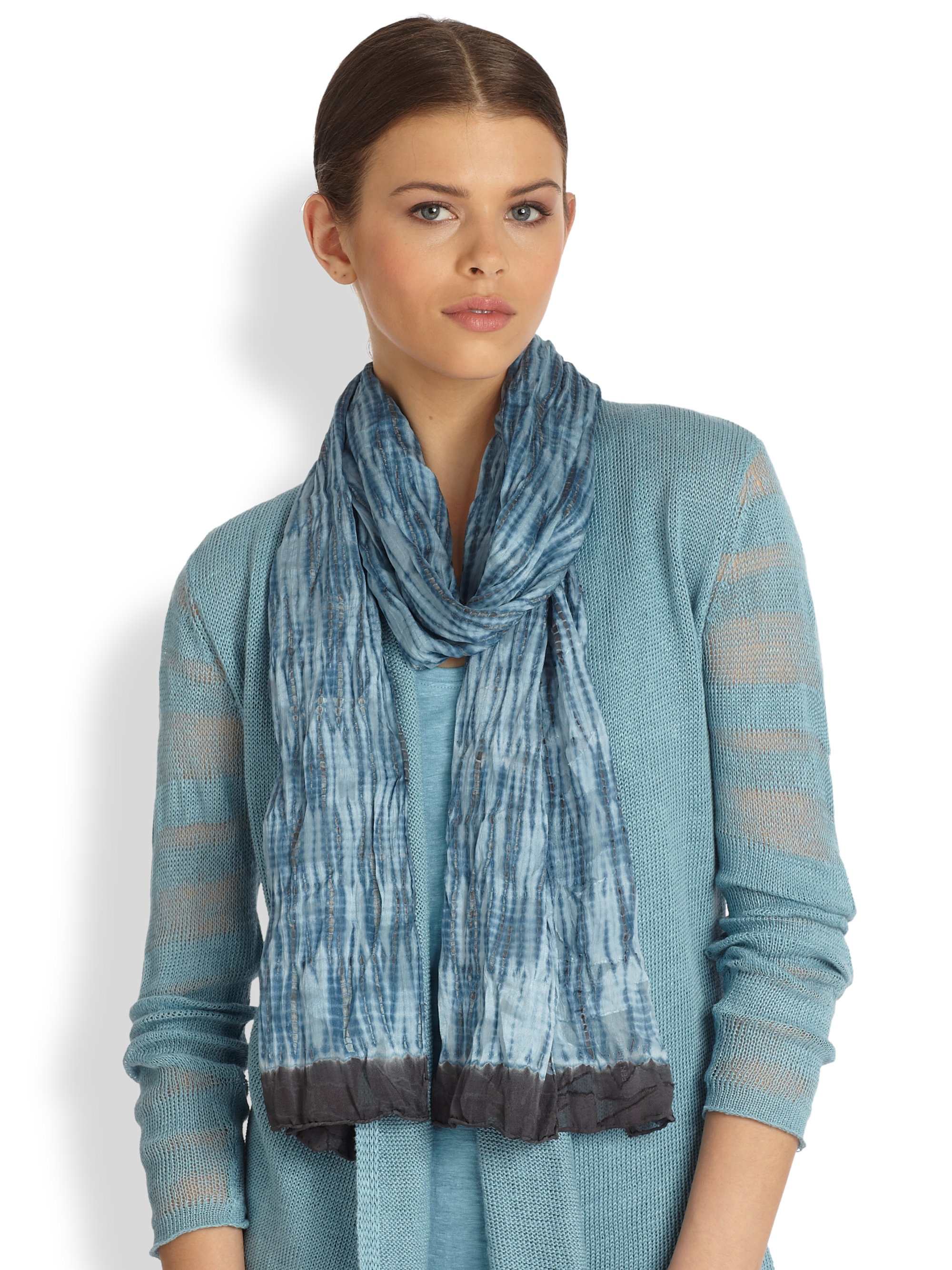 Lyst Eileen Fisher Patterned Silk Scarf in Blue