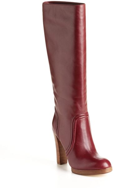 Kors By Michael Kors Aila Leather Boots in Red (burgundy leather) | Lyst