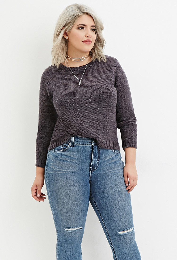Forever 21 Plus Size Marled Wool-blend Sweater in Purple | Lyst