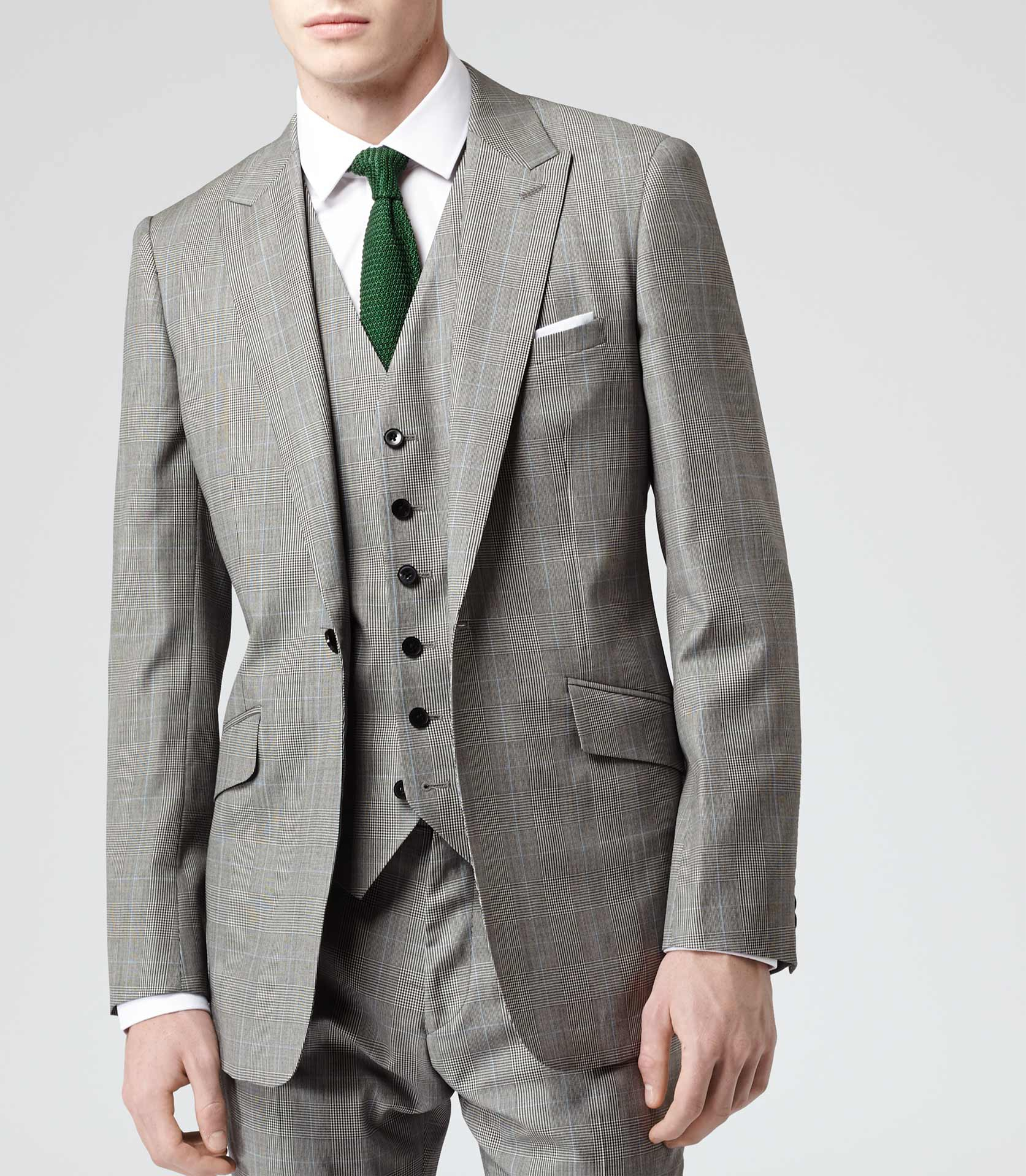 Reiss Hercules Check Three Piece Suit in Gray for Men Lyst