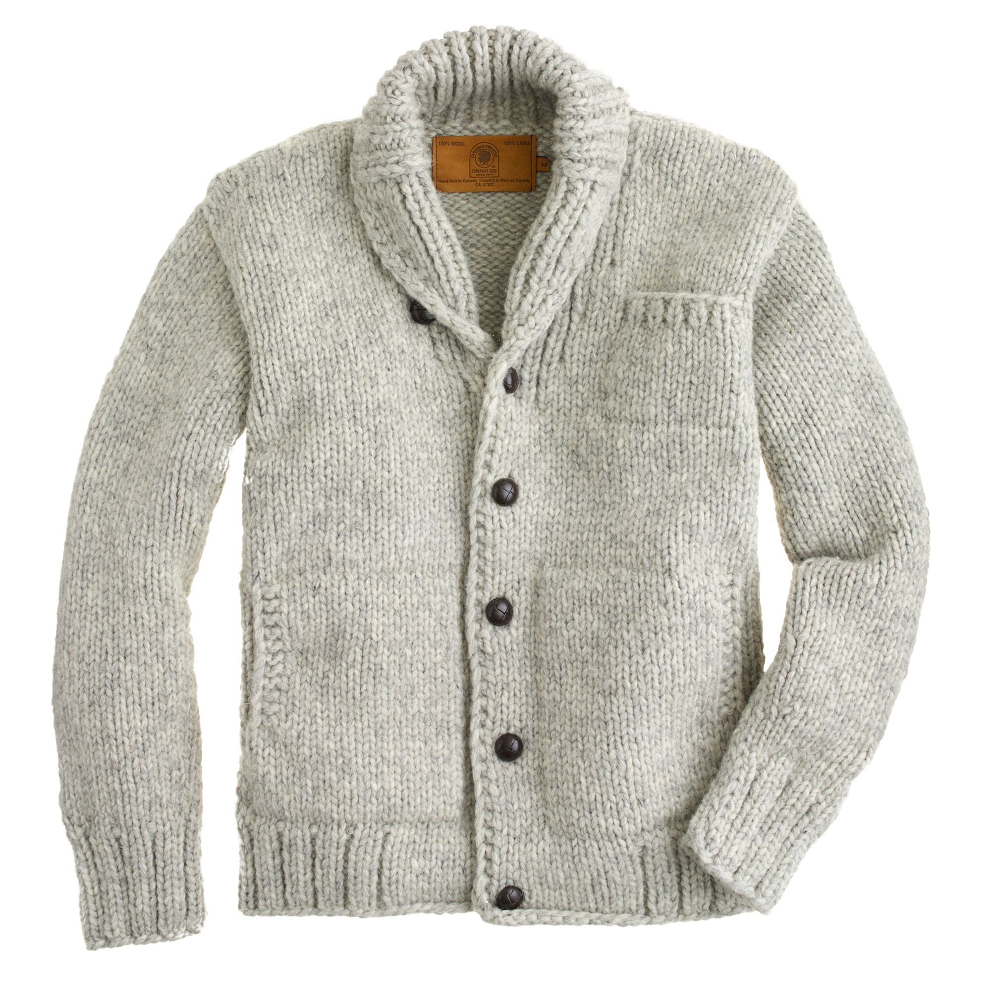 J.Crew Canadian Sweater Company Cowichan Cardigan in Grey Marle (Gray