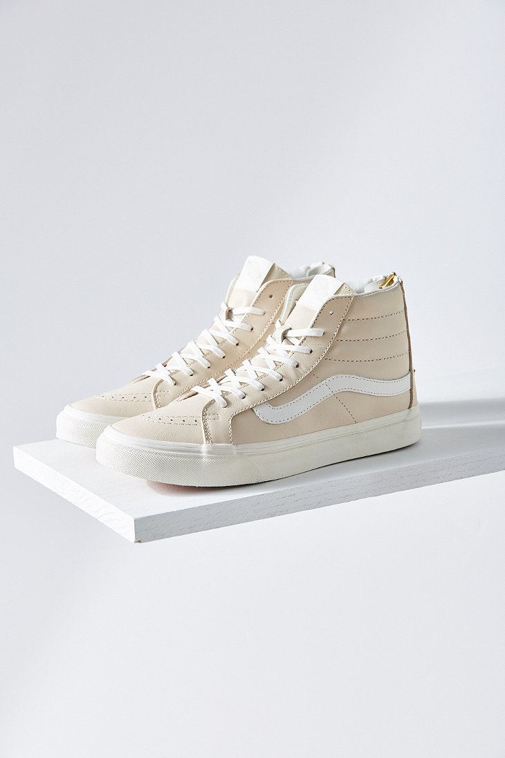 Lyst Vans Cream Leather Sk8hi Slim Sneaker in Natural