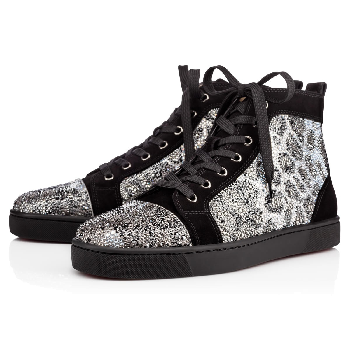 christian louboutin strass metallic leather sneakers ...