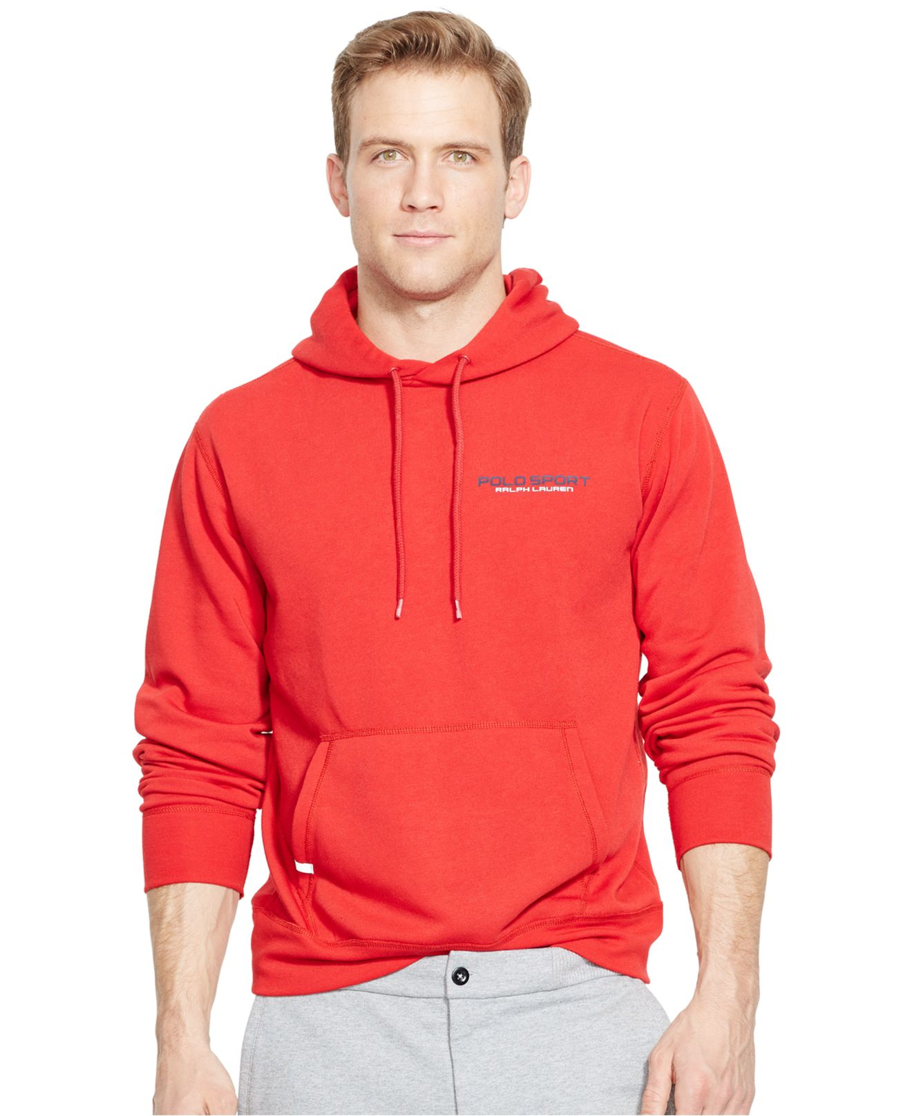 polo fleece hoodie red