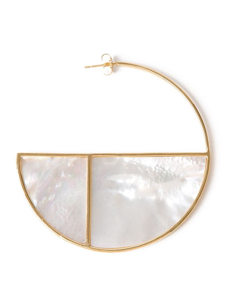 Lyst Aurelie Bidermann Bianca Mother Of Pearl Hoop Earrings In Gallery