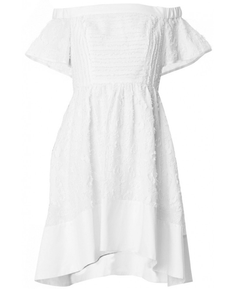 Tibi Sakura Fil Coupe Off-The-Shoulder Dress in White | Lyst