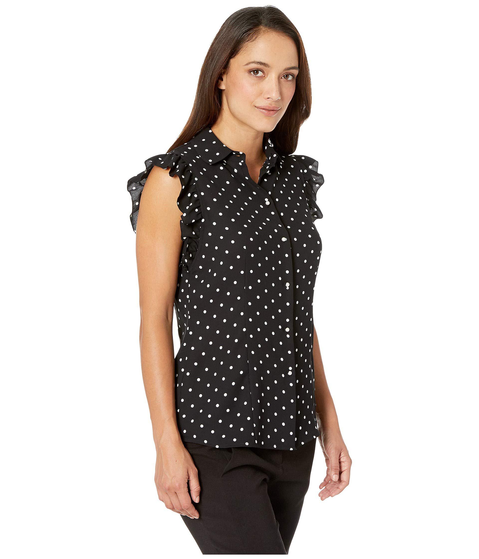 Lyst - Anne Klein Ruffle Sleeve Blouse With Peter Pan Collar in Black