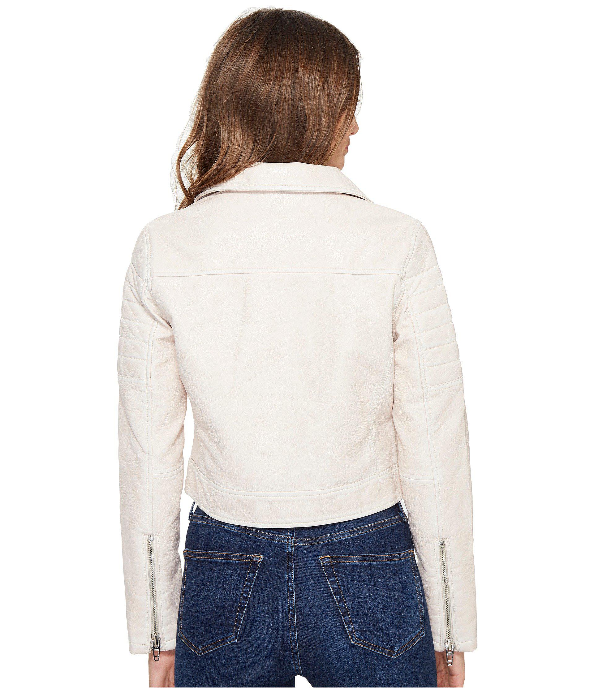 Lyst Blank Nyc Vegan Leather Moto Jacket In Gum Drop White Gallery