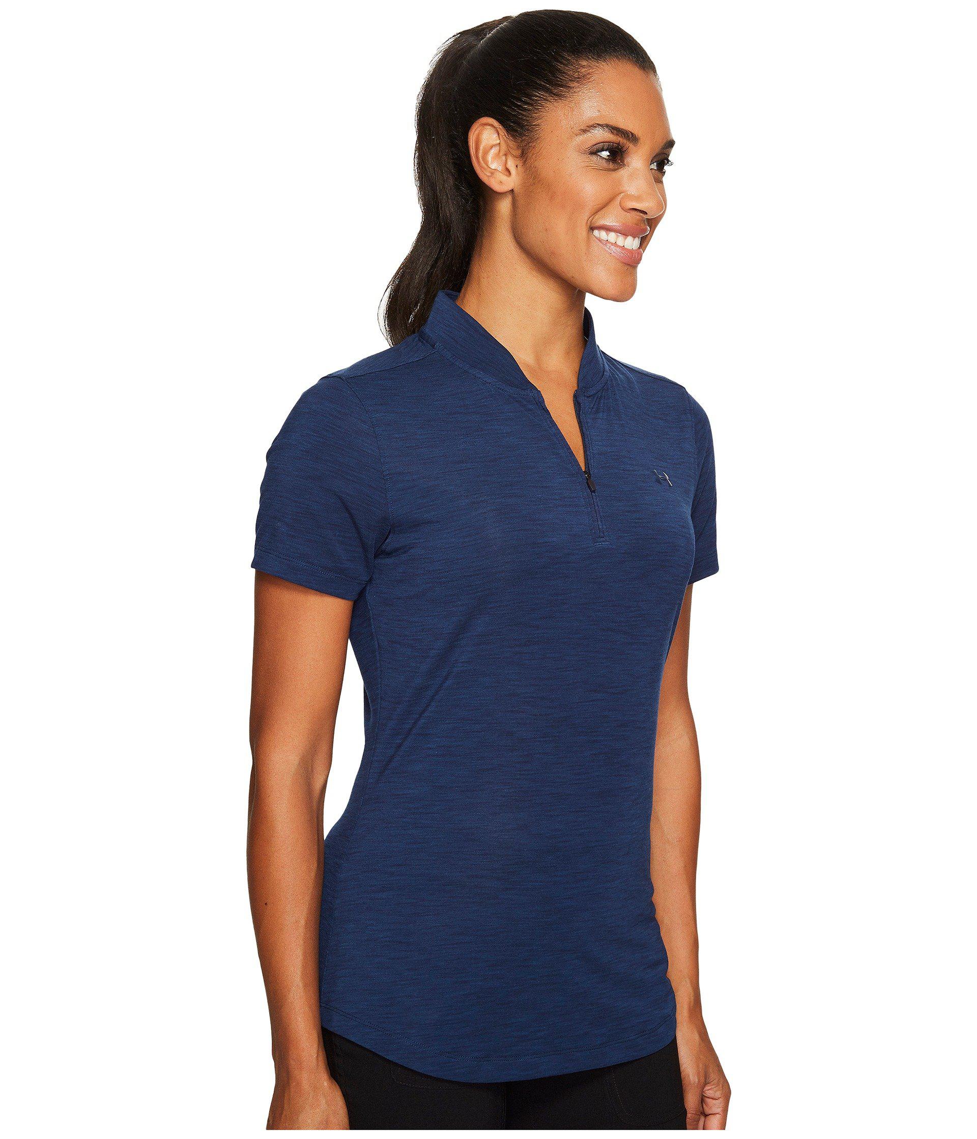 Download Under Armour Threadborne Mock Polo Shirt in Blue - Lyst