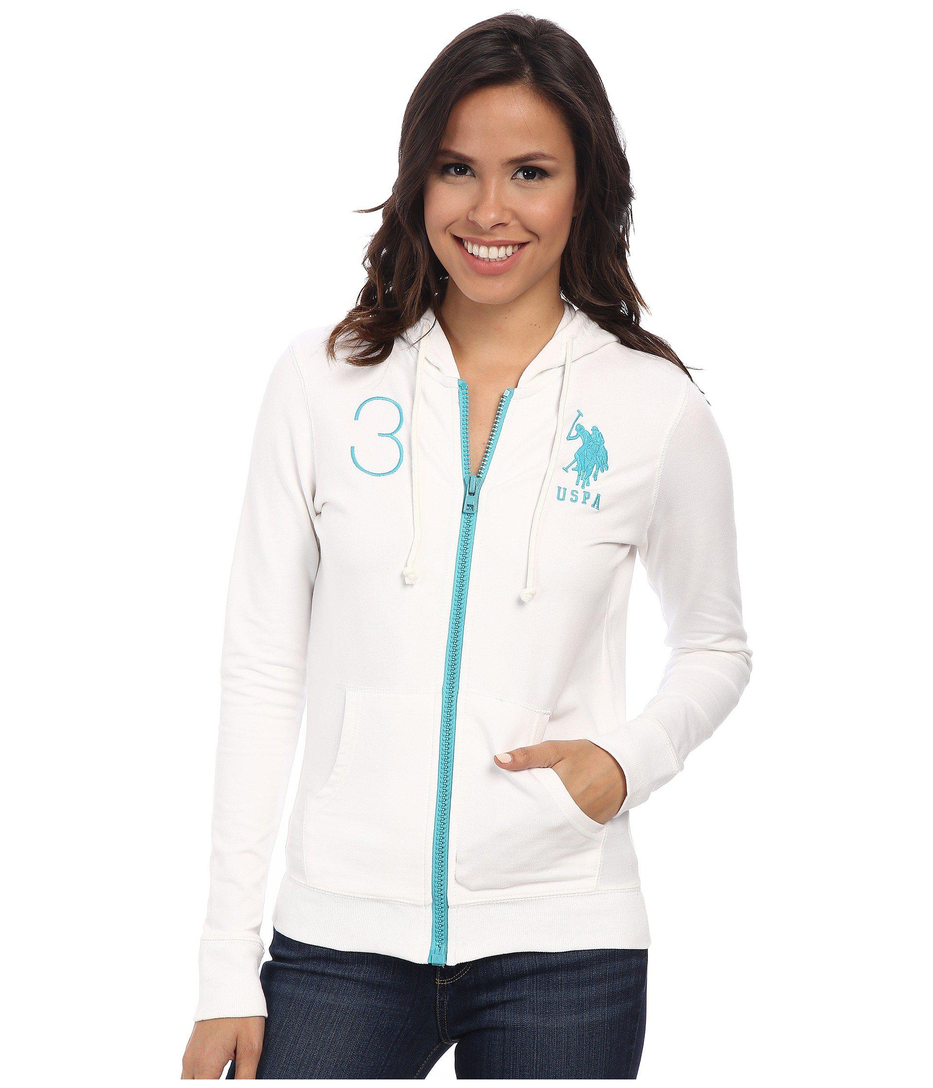 U.S. POLO ASSN. Womens Neon Pop French Terry Hoodie Optic White - Hoodies & Sweatshirts U.S. POLO ASSN. Womens Neon Pop French Terry Hoodie Optic White - Hoodies & Sweatshirts