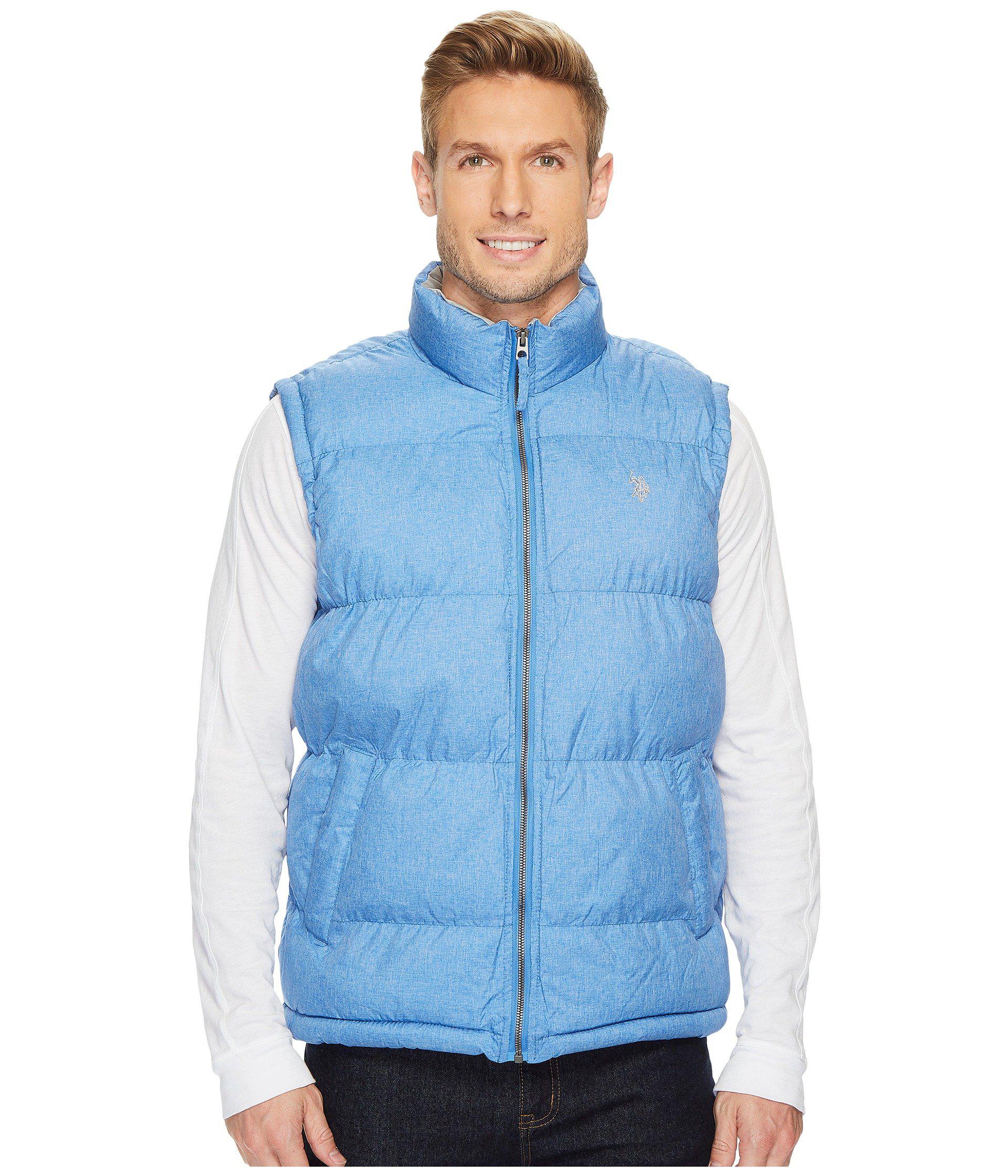 Lyst - U.S. Polo Assn. Basic Puffer Vest With Small Pony Logo in Blue ...