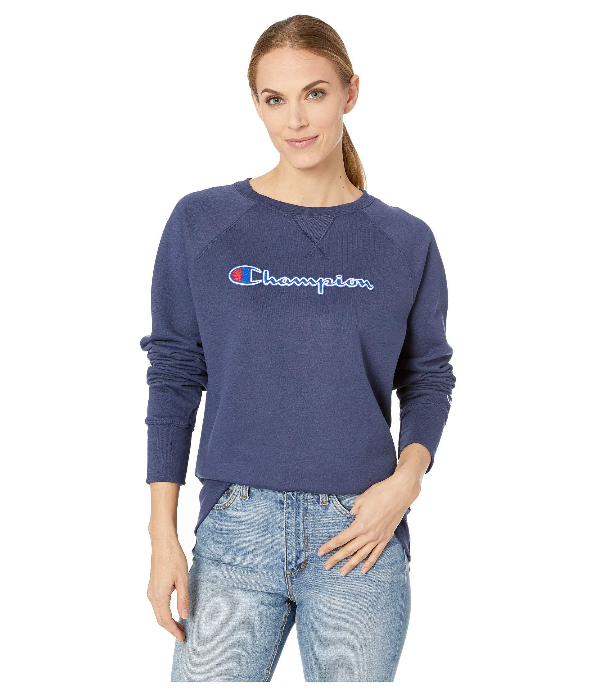 women's champion applique fleece crewneck sweatshirt