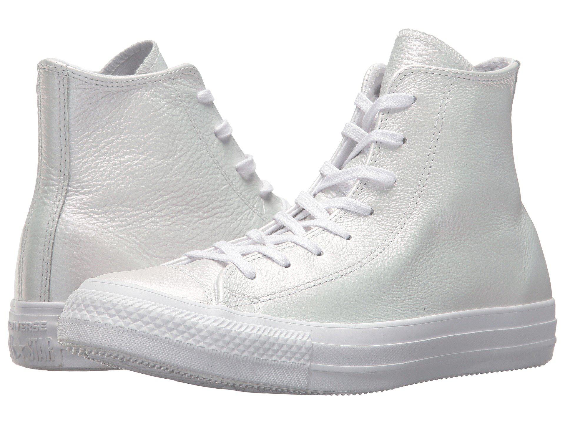 Lyst Converse Chuck Taylor All Star Iridescent Leather Hi In White   Converse WhiteWhiteWhite Chuck Taylor All Star Iridescent Leather Hi 