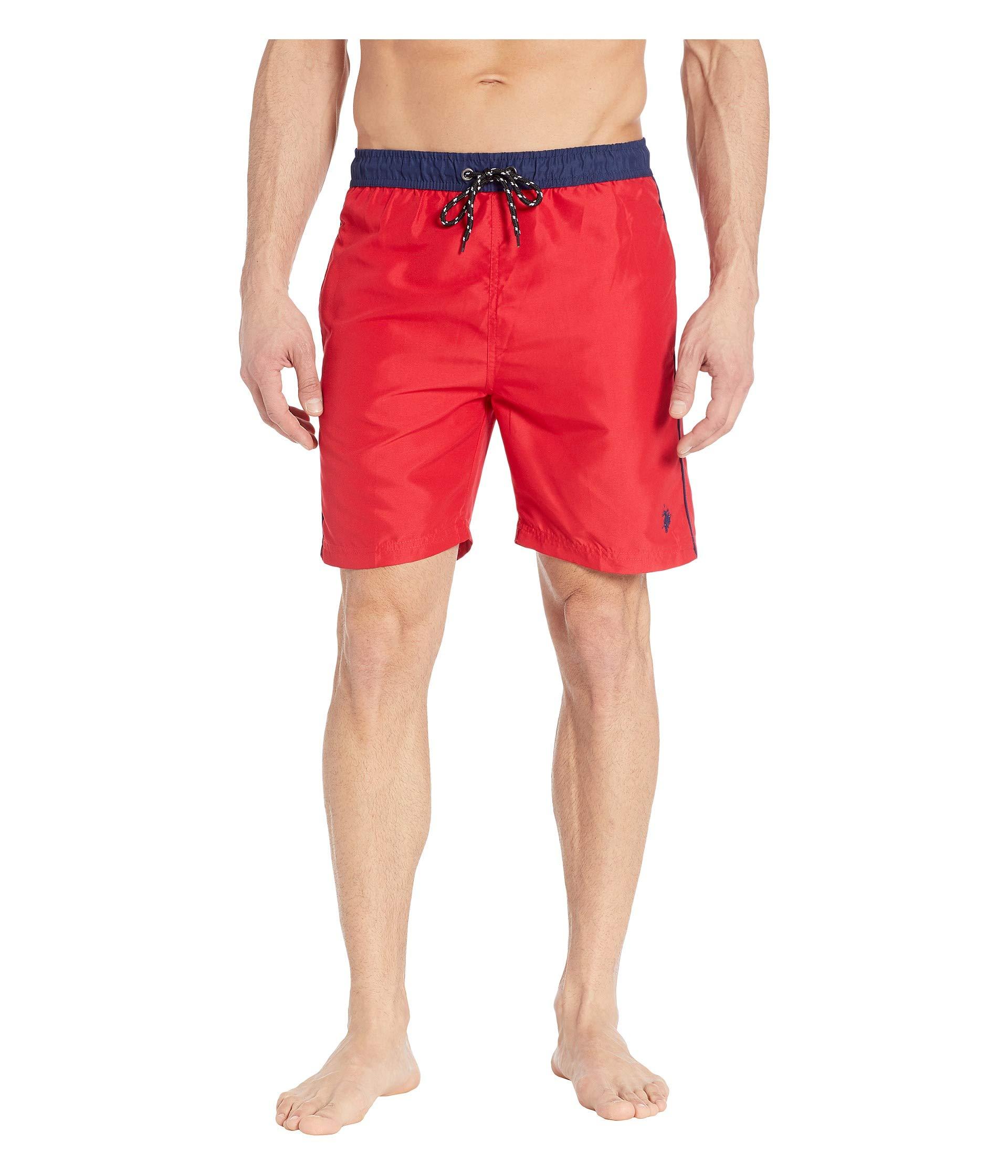 Lyst - U.S. POLO ASSN. Contrast Waistband Swim Shorts in Red for Men