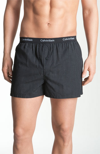 Calvin Klein Matrix Slim Fit Woven Boxers In Black For Men Black Plaid Finley Tattersal Lyst 1902