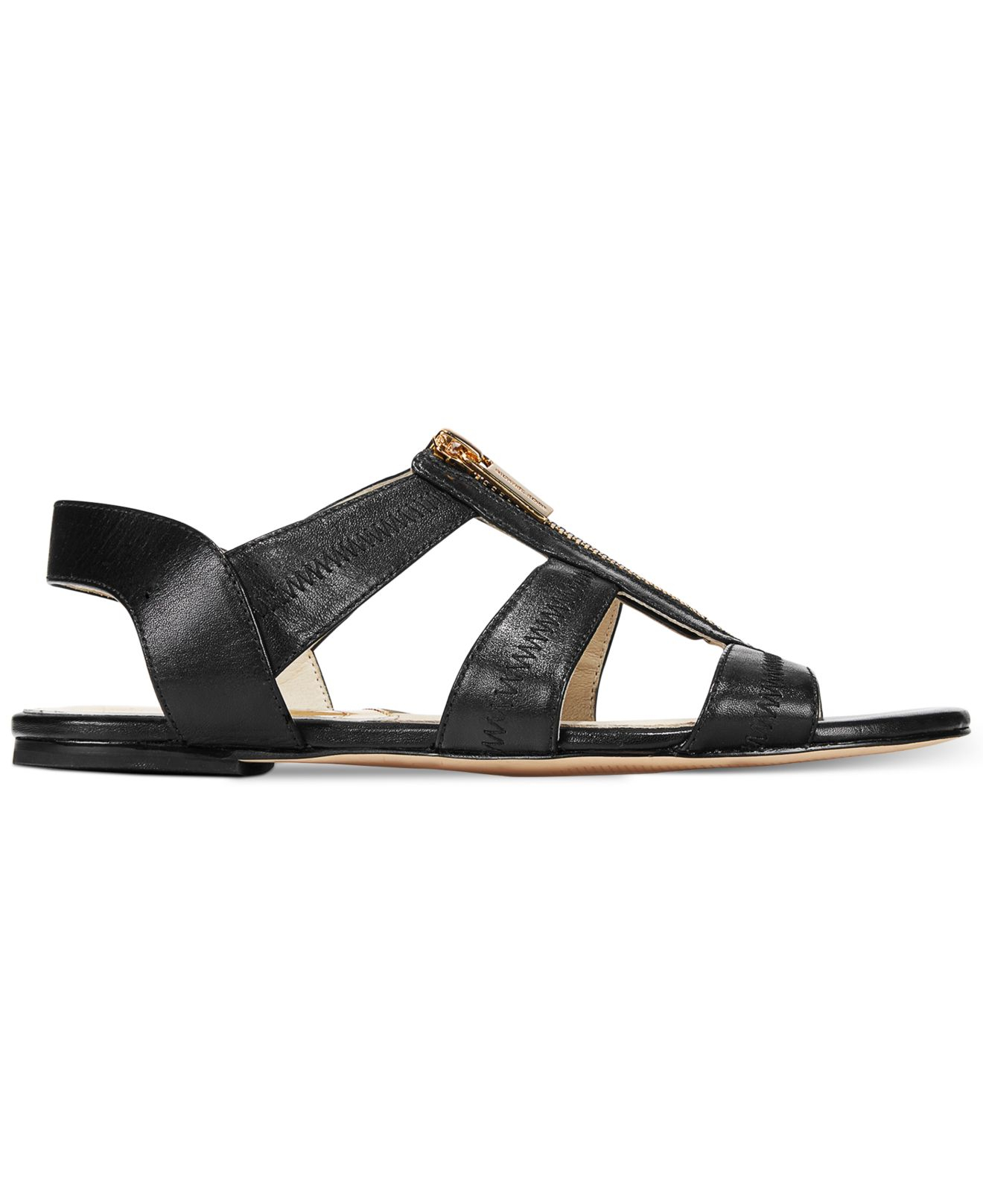 Michael Kors Michael Berkley Flat Sandals in Black Leather (Black) - Lyst