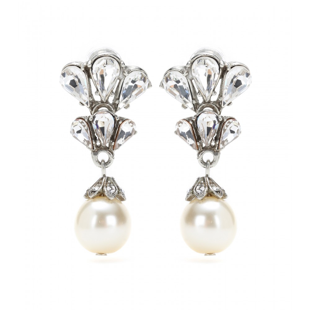Lyst Ben Amun Crystal Cer Pearl Drop Earrings In White Gallery