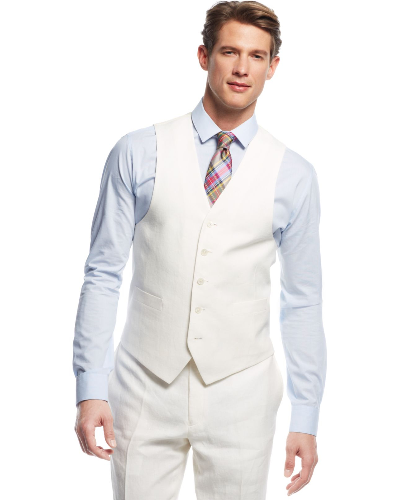 Lyst - Lauren By Ralph Lauren White Linen Vested Suit in White for Men