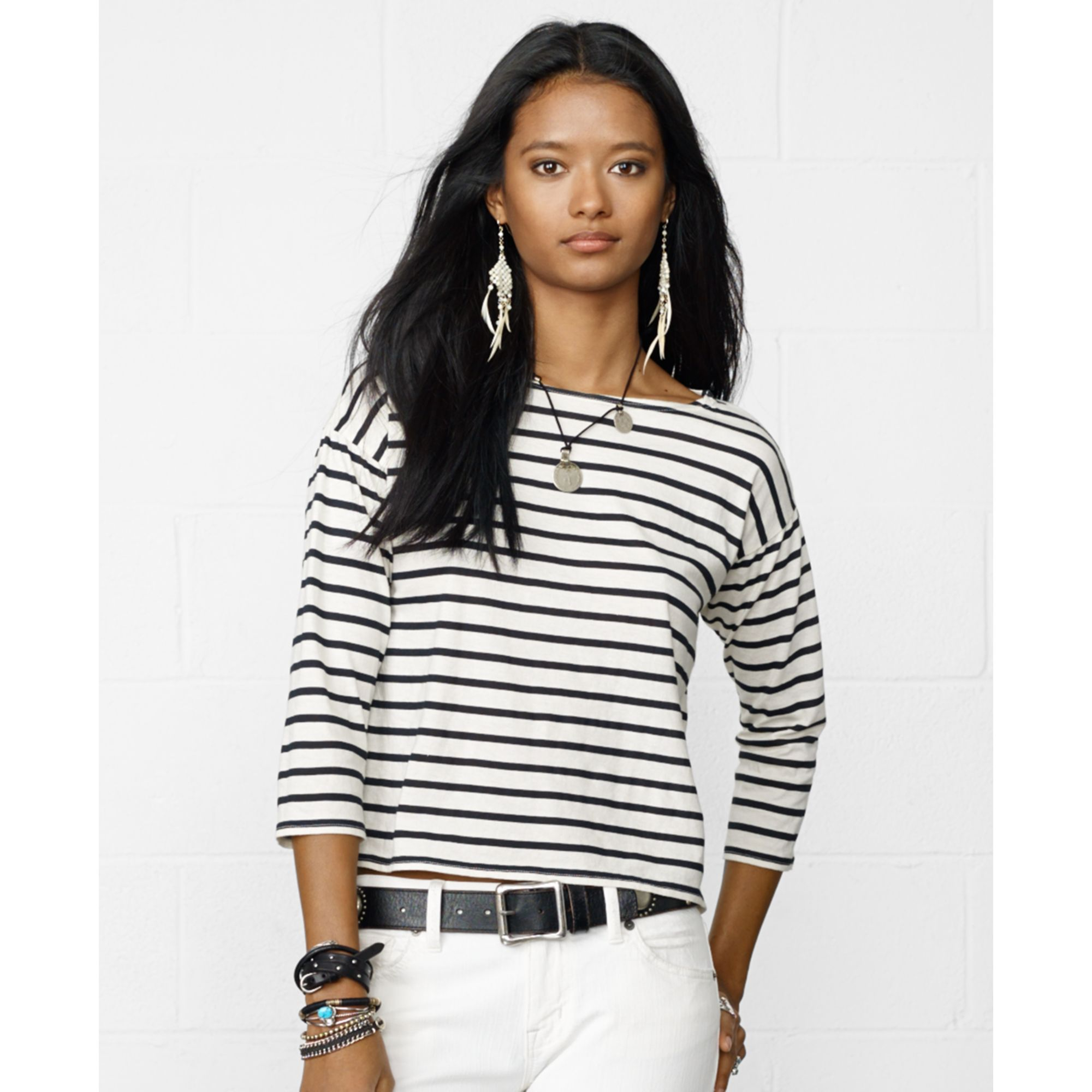 Lyst - Denim & Supply Ralph Lauren Threequartersleeve Boatneck Striped ...