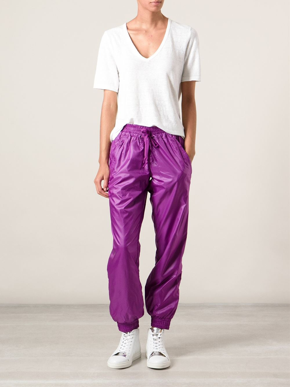 purple track pants womens