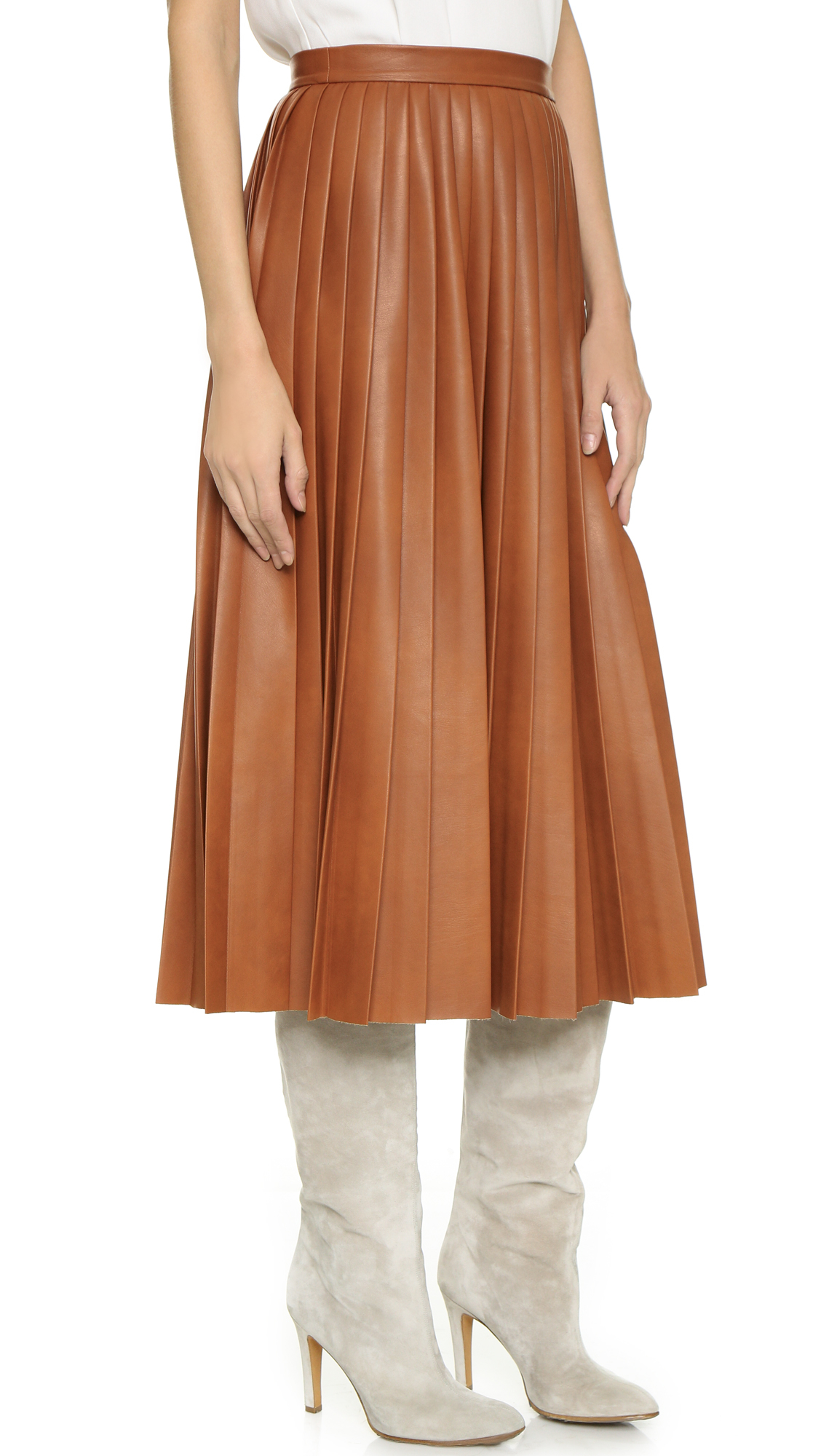 Lyst - By Malene Birger Asla Pleated Skirt - Cognac in Brown