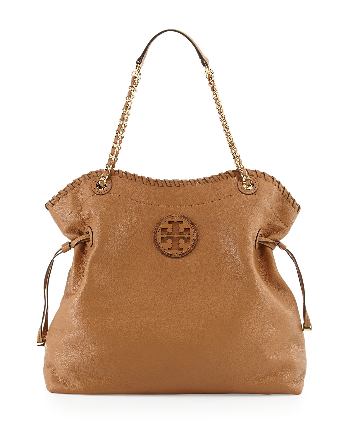 Tory Burch Marion Slouchy Drawstring Tote Bag Royal Tan in Brown (ROYAL ...