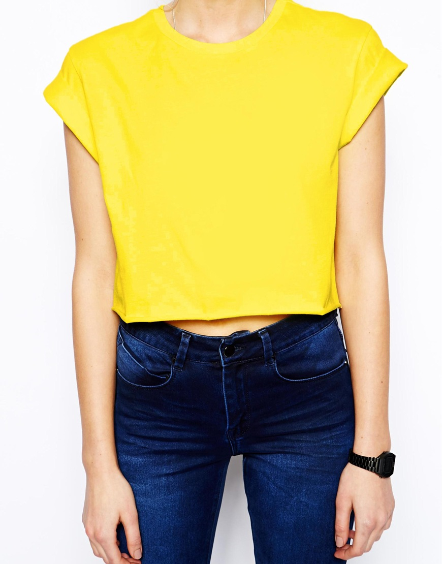 yellow cropped tshirt