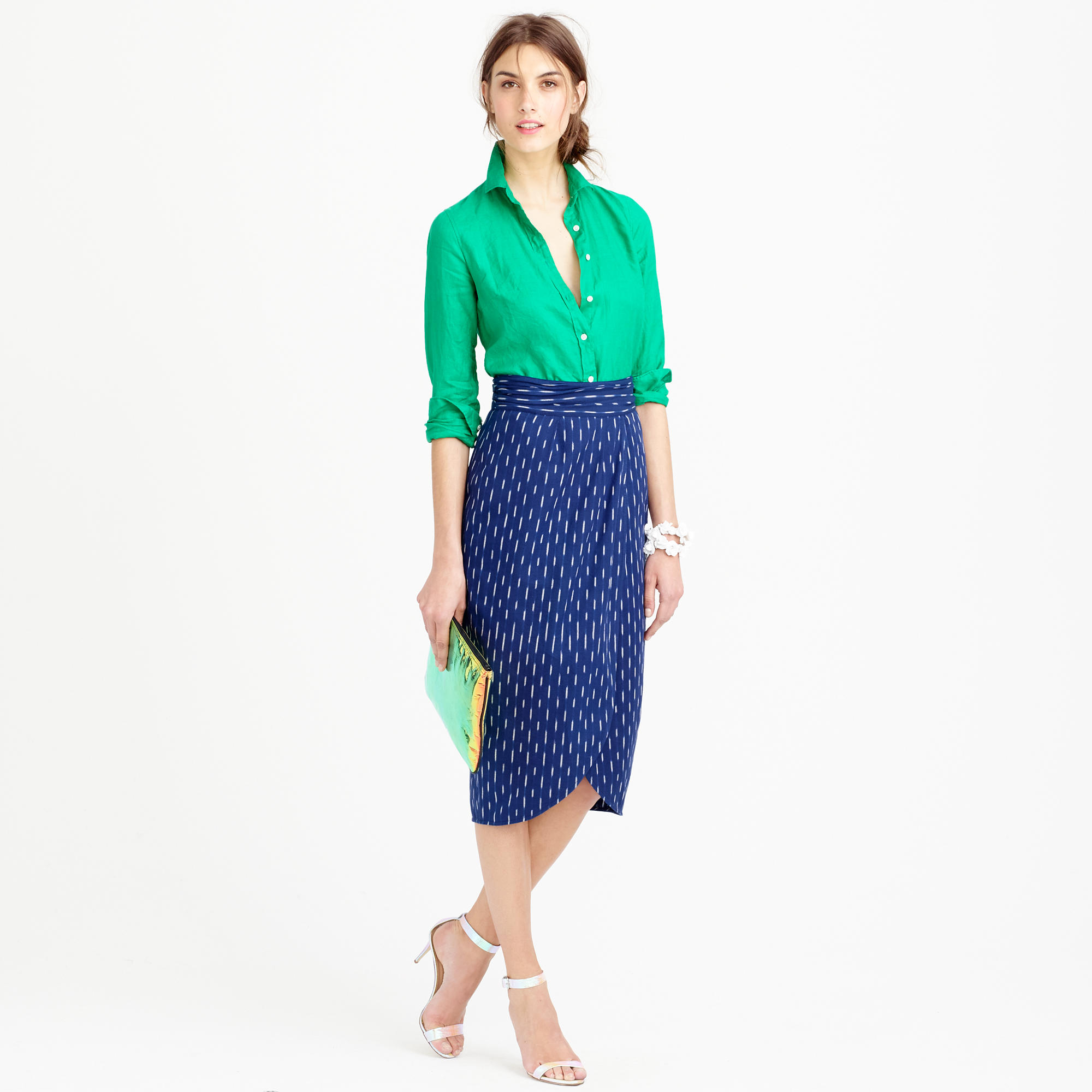 Lyst J.Crew Tulip Fauxwrap Skirt In Indigo Ikat in Blue