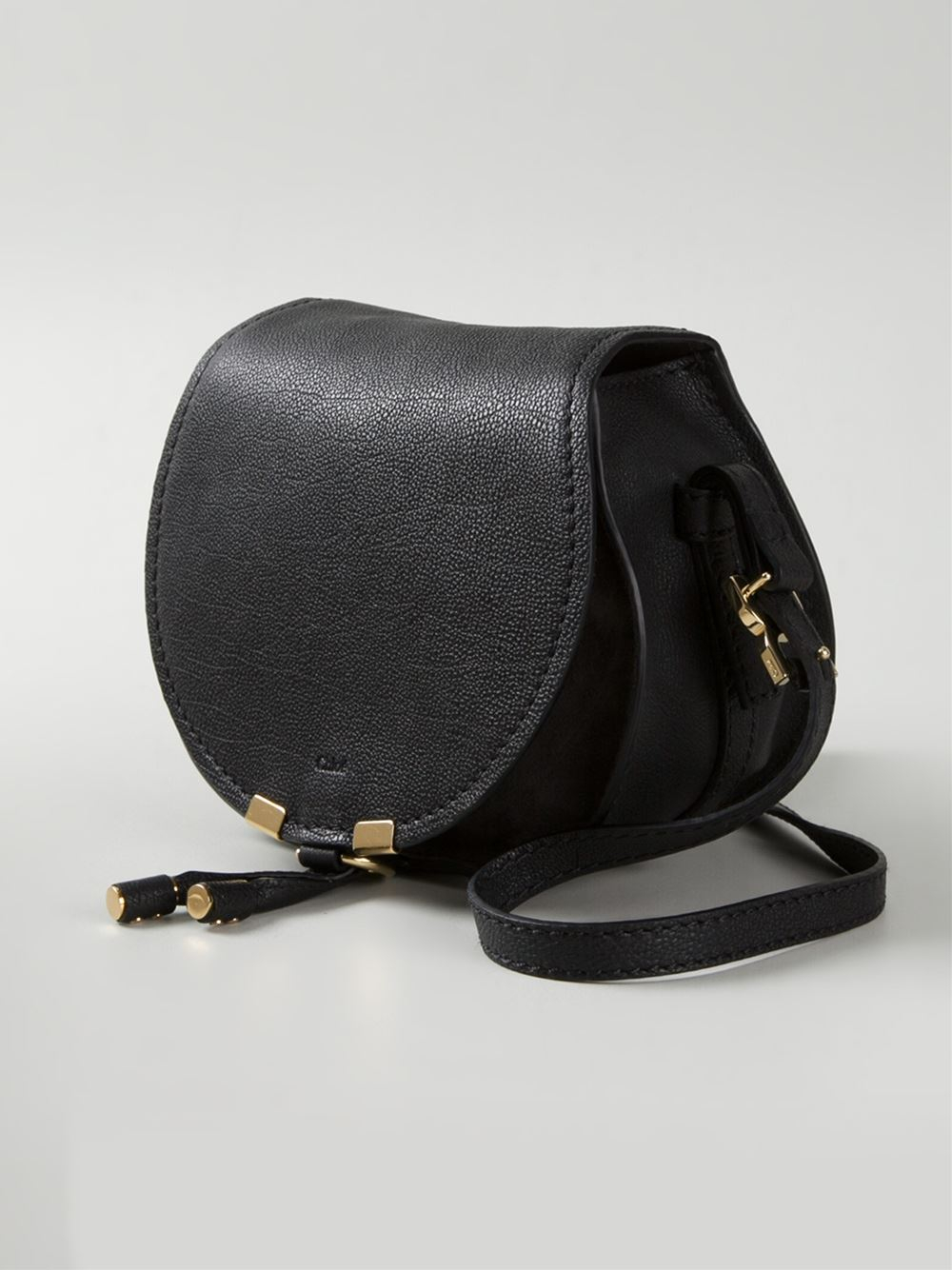 Chlo Marcie Leather Cross-Body Bag in Black | Lyst  