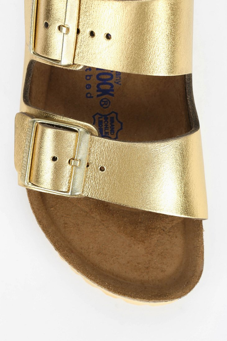 birkenstock arizona soft footbed metallic silver