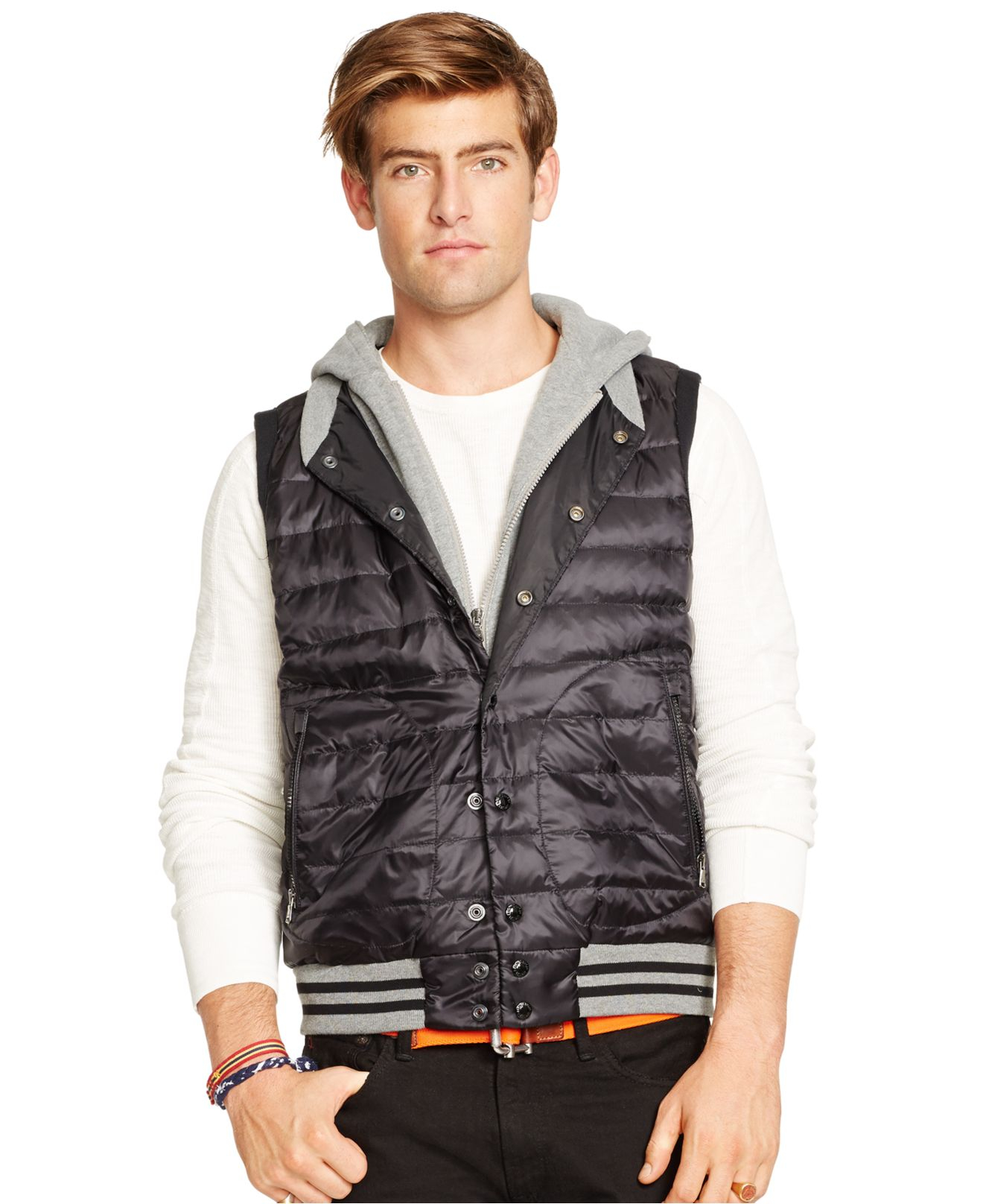 Polo ralph lauren Rlx Hooded Quilted Down Vest in Black for Men | Lyst