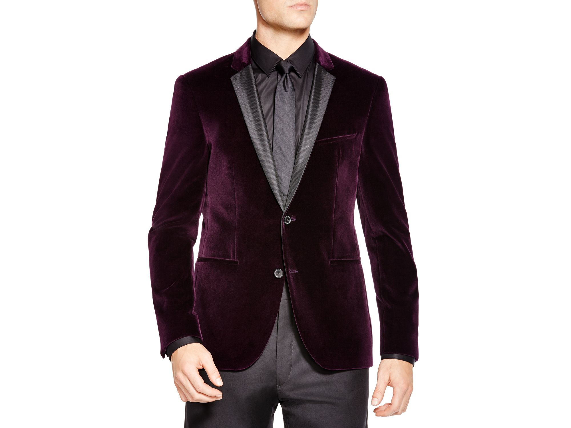 Lyst - Boss Hugo Regular Fit Velvet Jacket With Satin Lapel in Purple ...