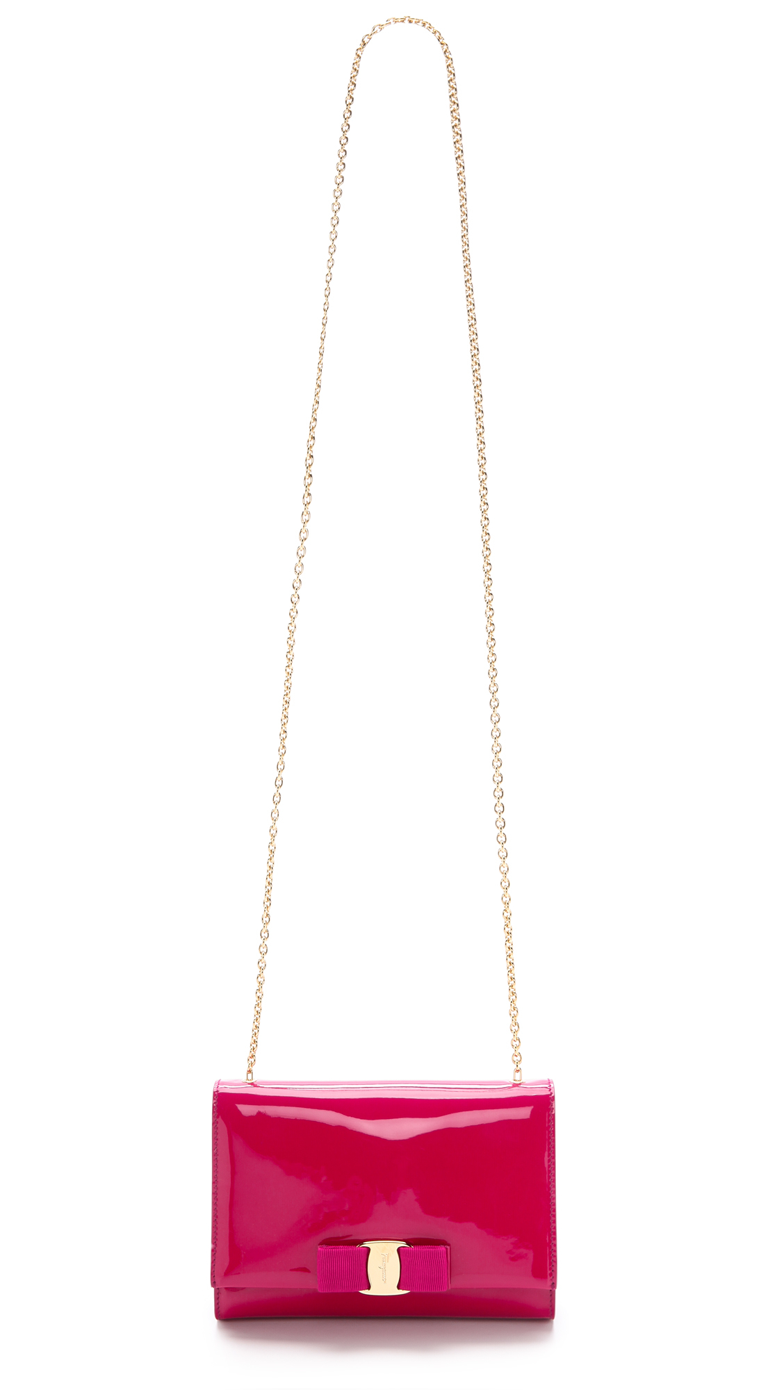 Lyst Ferragamo Miss Vara Bow Patent Shoulder Bag in Pink