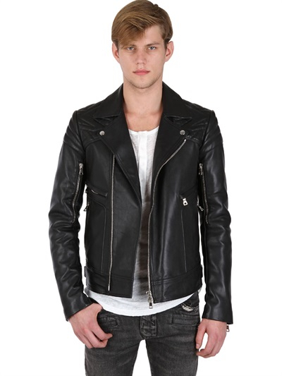 Lyst - Balmain Geometric Leather Biker Jacket in Black for Men