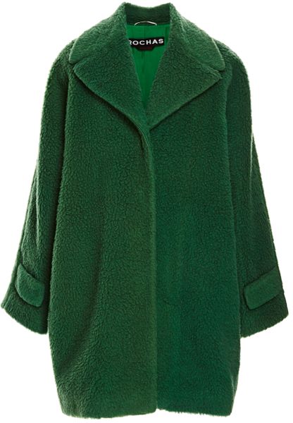 Rochas Emerald Green Peluche Wool Oversize Coat in Green (Emerald Green ...