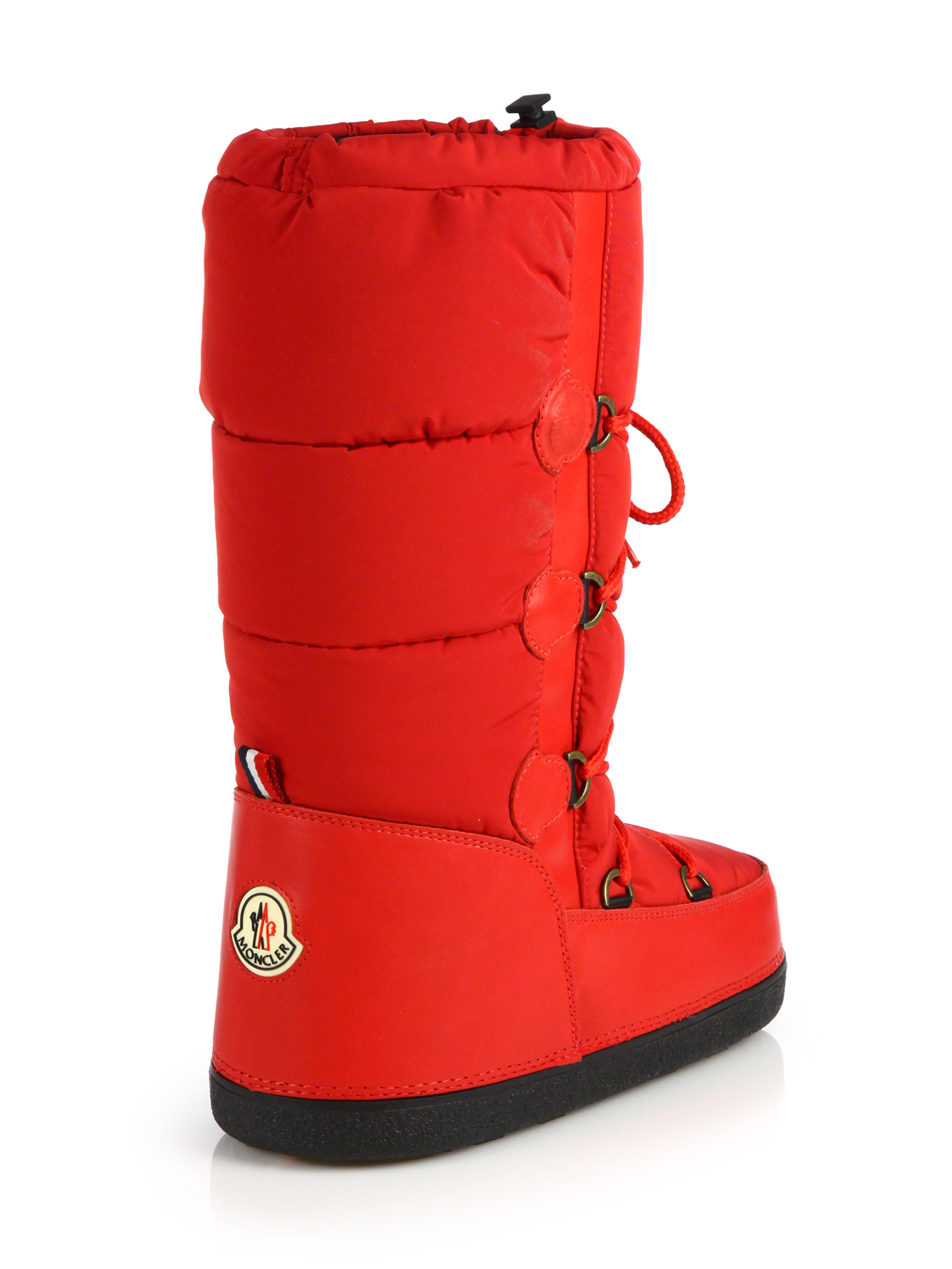 Lyst - Moncler Quilted Lace-Up Moon Boots in Red