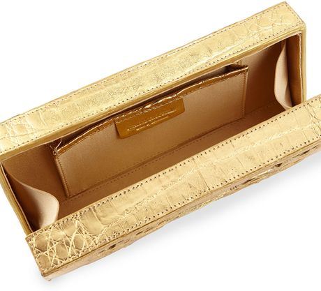 Nancy Gonzalez Gold Box Clutch nancy gonzalez crocodile overlay box clutch bag in gold Nancy Gonzalez Gold Box Clutch nancy gonzalez crocodile overlay box clutch bag in gold