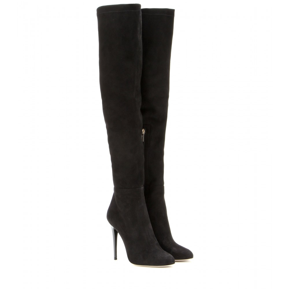 Jimmy Choo Turner Suede Over-The-Knee Boots in Black | Lyst