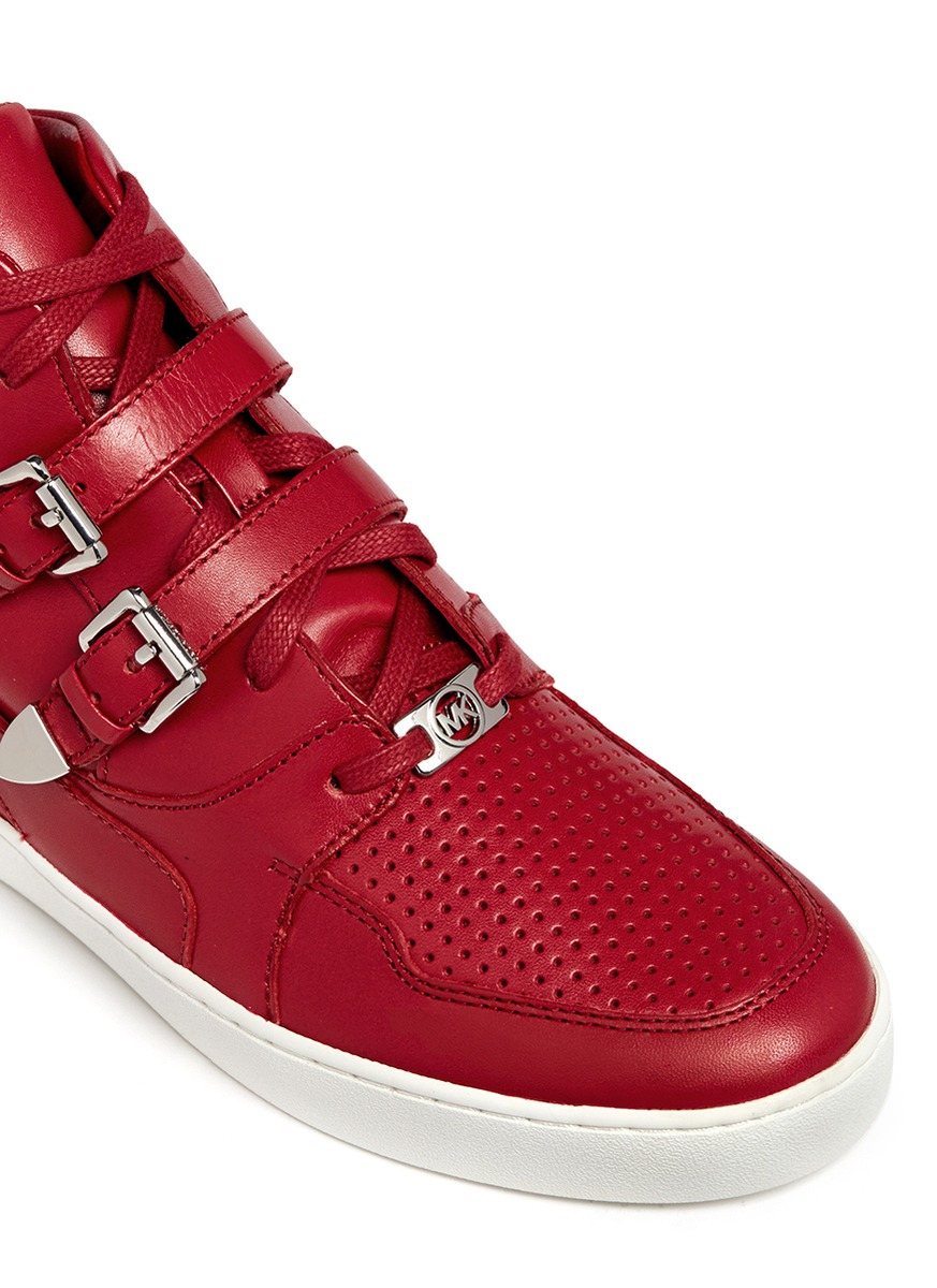 Lyst - Michael Kors 'robin' High Top Leather Sneakers in Red