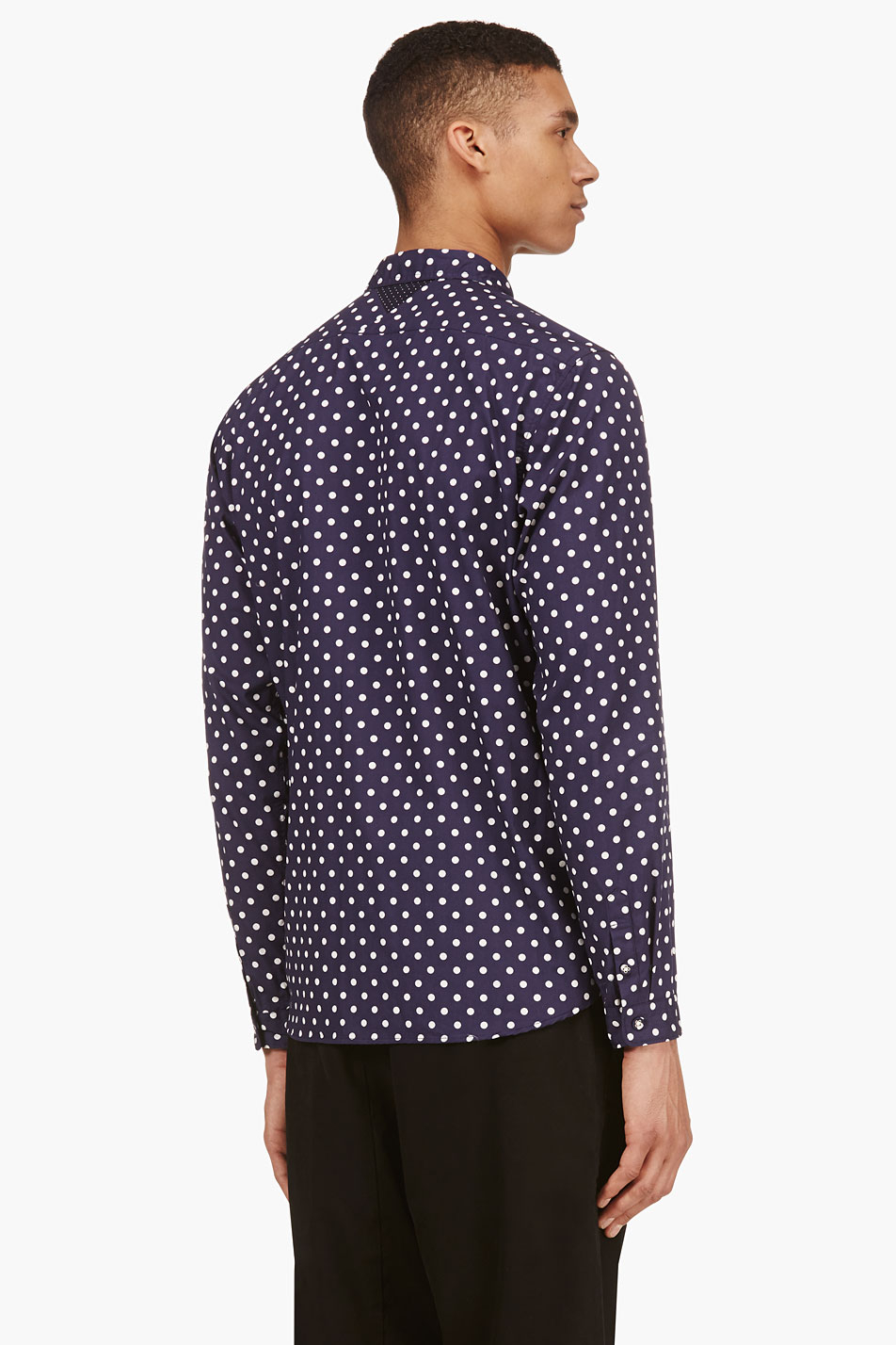 White mountaineering Navy and White Polka Dot Shirt in Blue for Men | Lyst