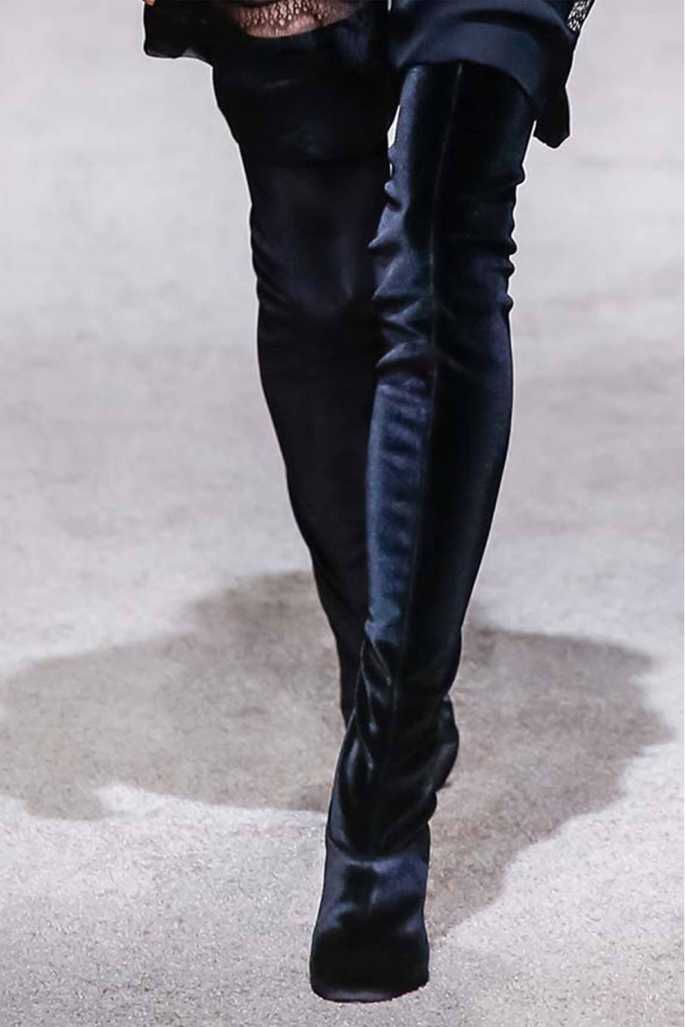 Alberta ferretti Grey Black Suede Thigh-high Boots in Gray | Lyst