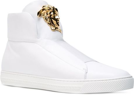 Versace Medusa Hi-Top Sneakers in Gold for Men (white) | Lyst